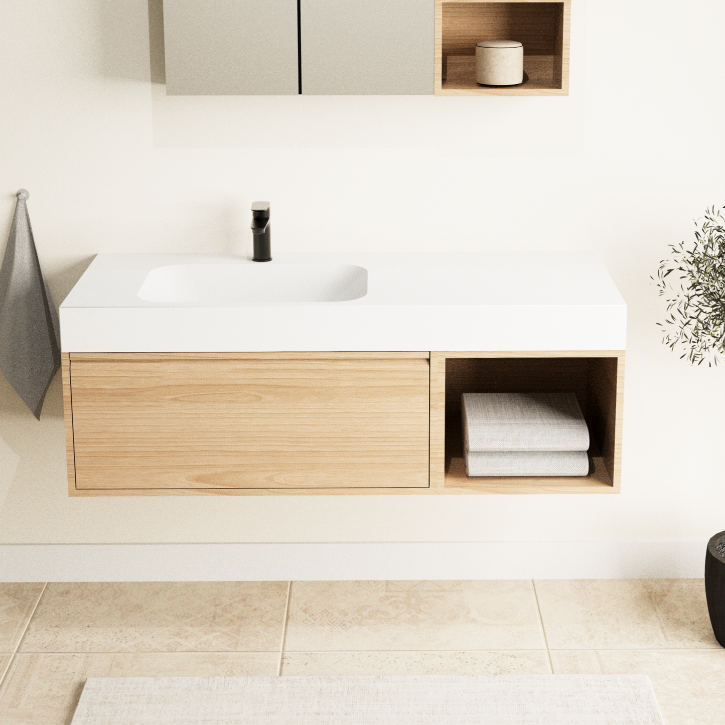 Tom, le plan avec vasque intégrée en Solid Surface