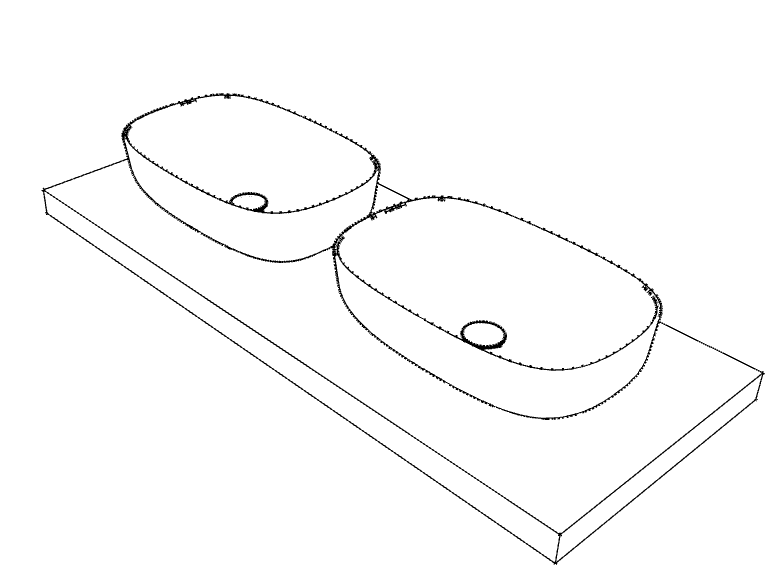 Malo, le plan avec vasque ovale posée, en Solid Surface